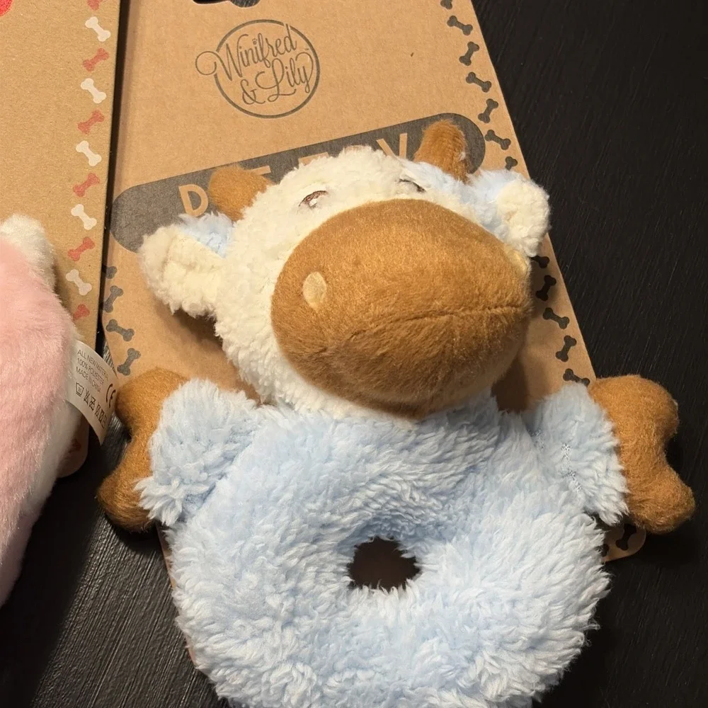 Lot of 3 NEW Plush Winifred & Lily DOG TOYS Small Dog - Squeaky, Soft